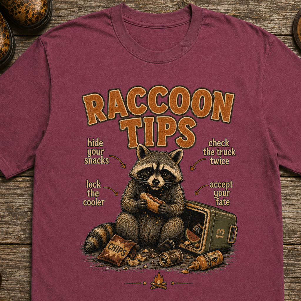 Raccoon Tips T-Shirt — Outdoor Humor T-Shirt
