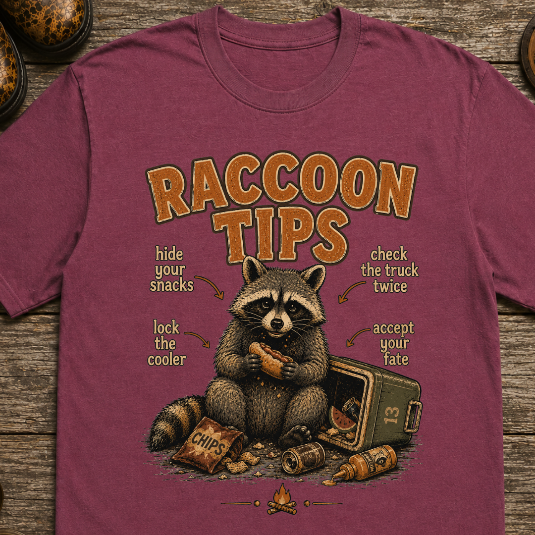 Raccoon Tips T-Shirt — Outdoor Humor T-Shirt