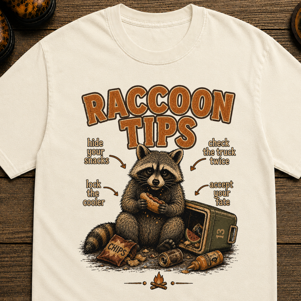 Raccoon Tips T-Shirt — Outdoor Humor T-Shirt