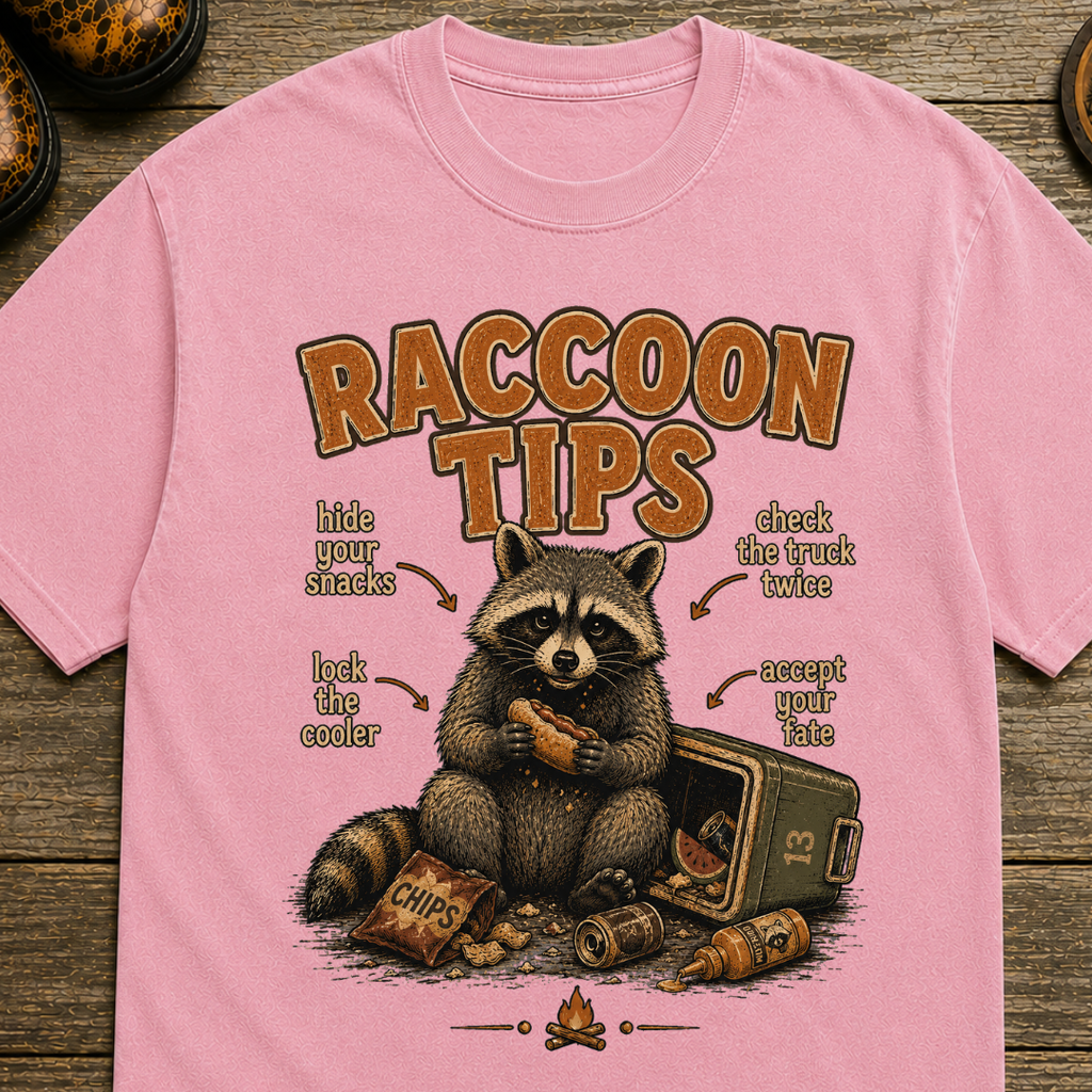 Raccoon Tips T-Shirt — Outdoor Humor T-Shirt