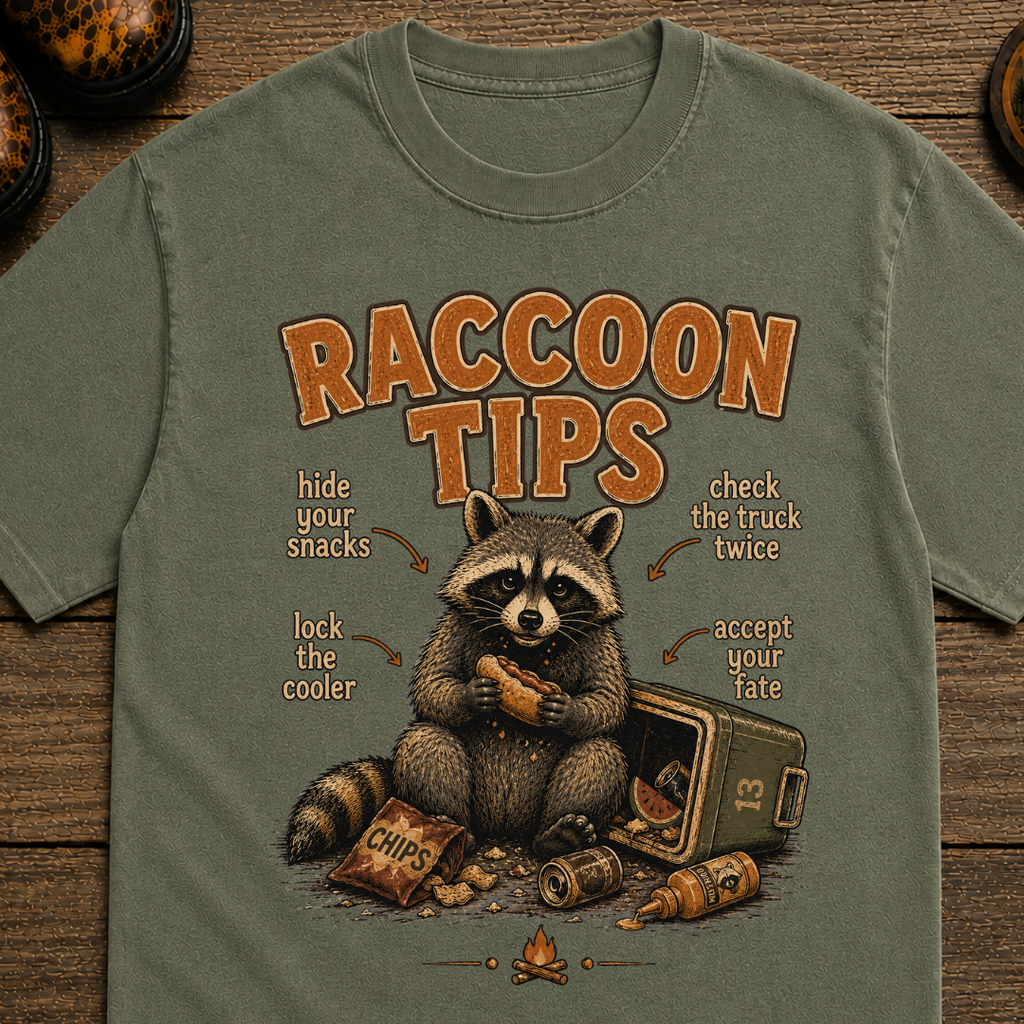 Raccoon Tips T-Shirt — Outdoor Humor T-Shirt