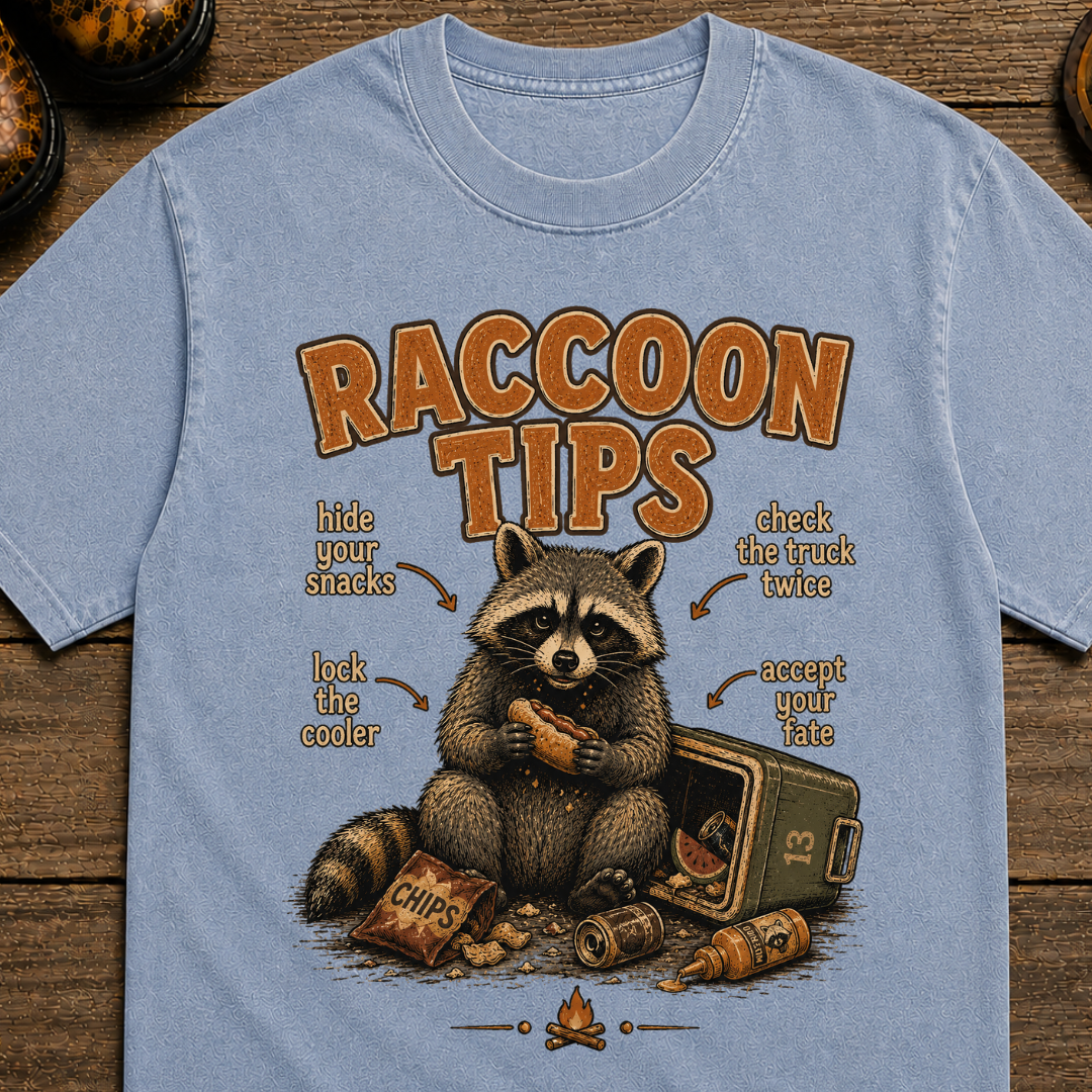 Raccoon Tips T-Shirt — Outdoor Humor T-Shirt