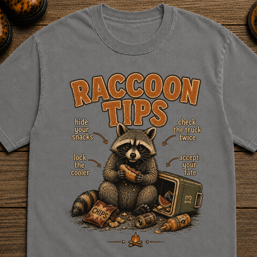 Raccoon Tips T-Shirt — Outdoor Humor T-Shirt