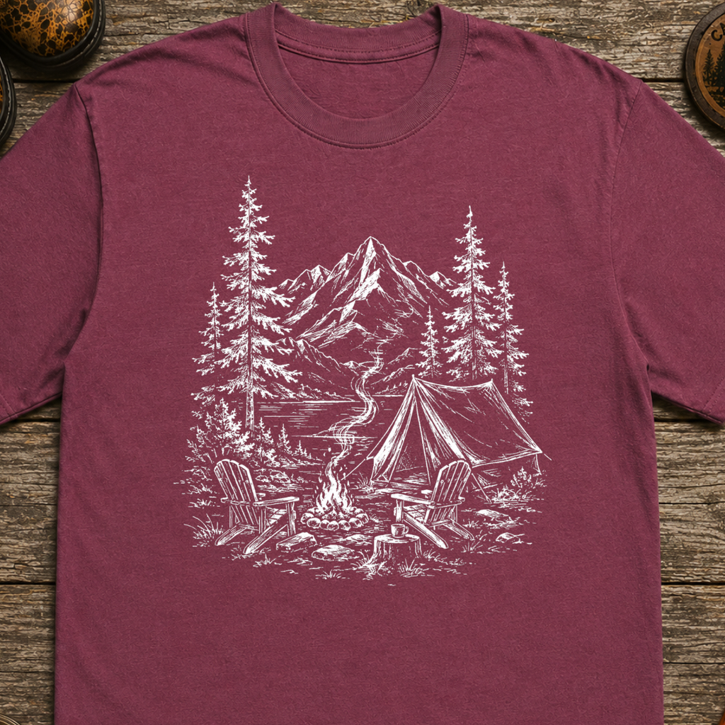 White Campsite Sketch T-Shirt