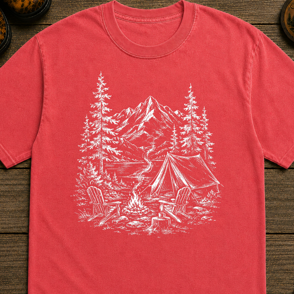White Campsite Sketch T-Shirt