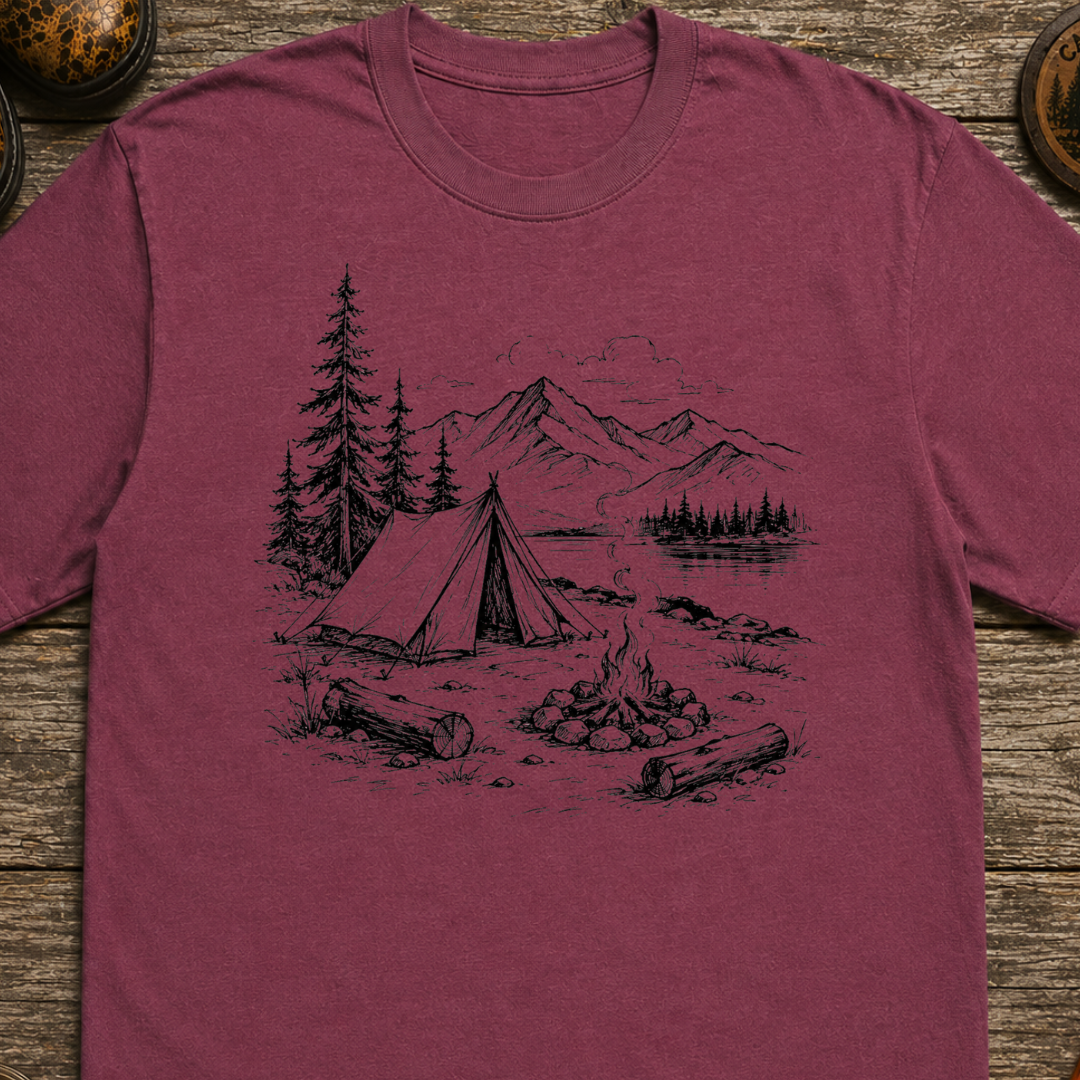 Black Campsite Sketch T-Shirt