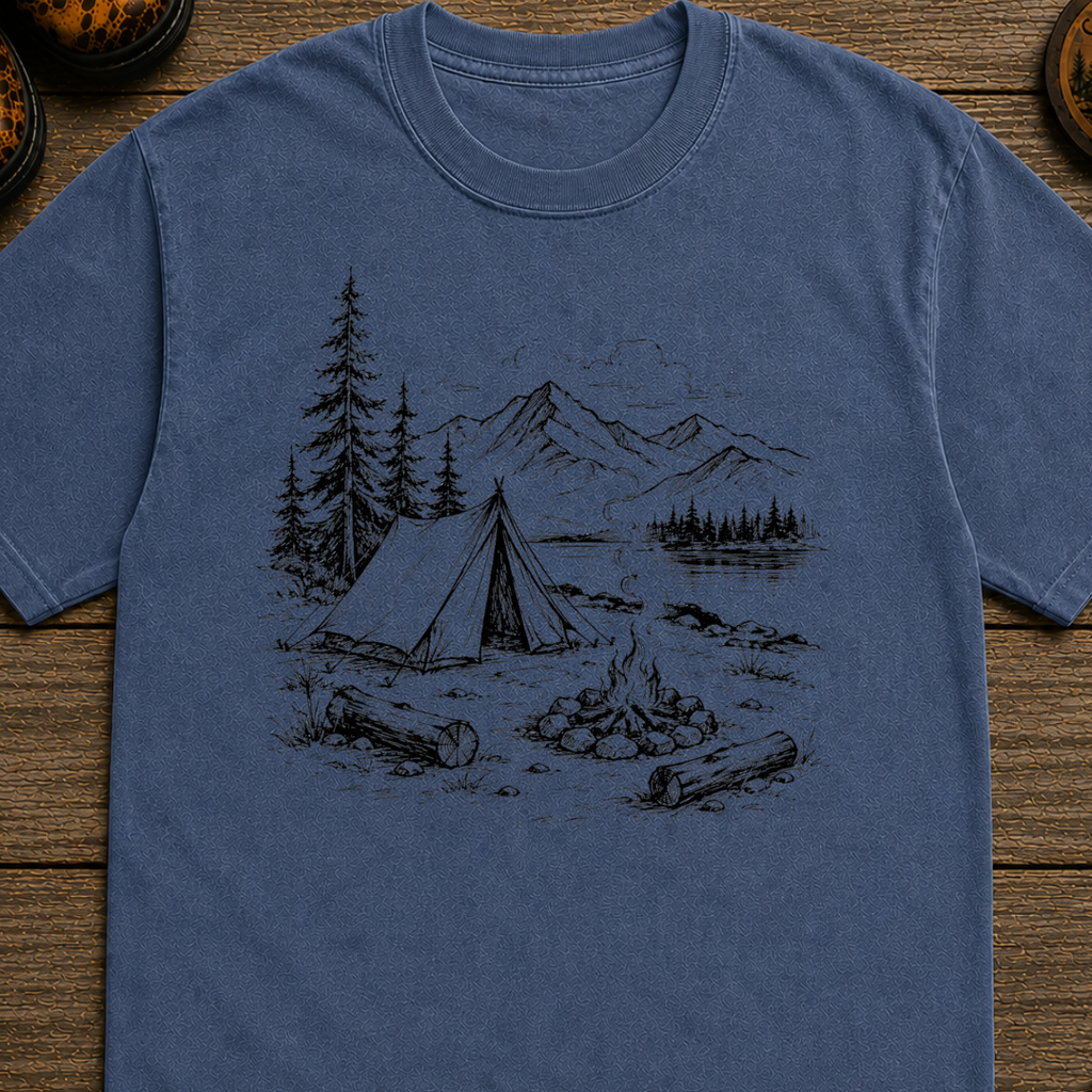 Black Campsite Sketch T-Shirt