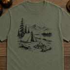 Black Campsite Sketch T-Shirt