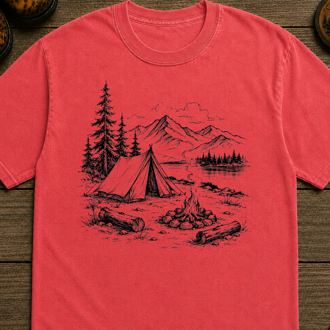 Black Campsite Sketch T-Shirt