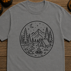 Campsite Black Line Art T-Shirt