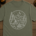 Campsite White Line Art T-Shirt