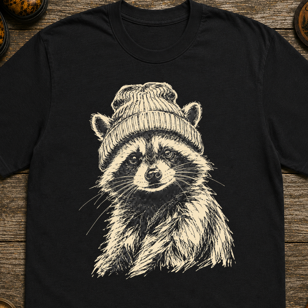 Raccoon with Beanie T-Shirt
