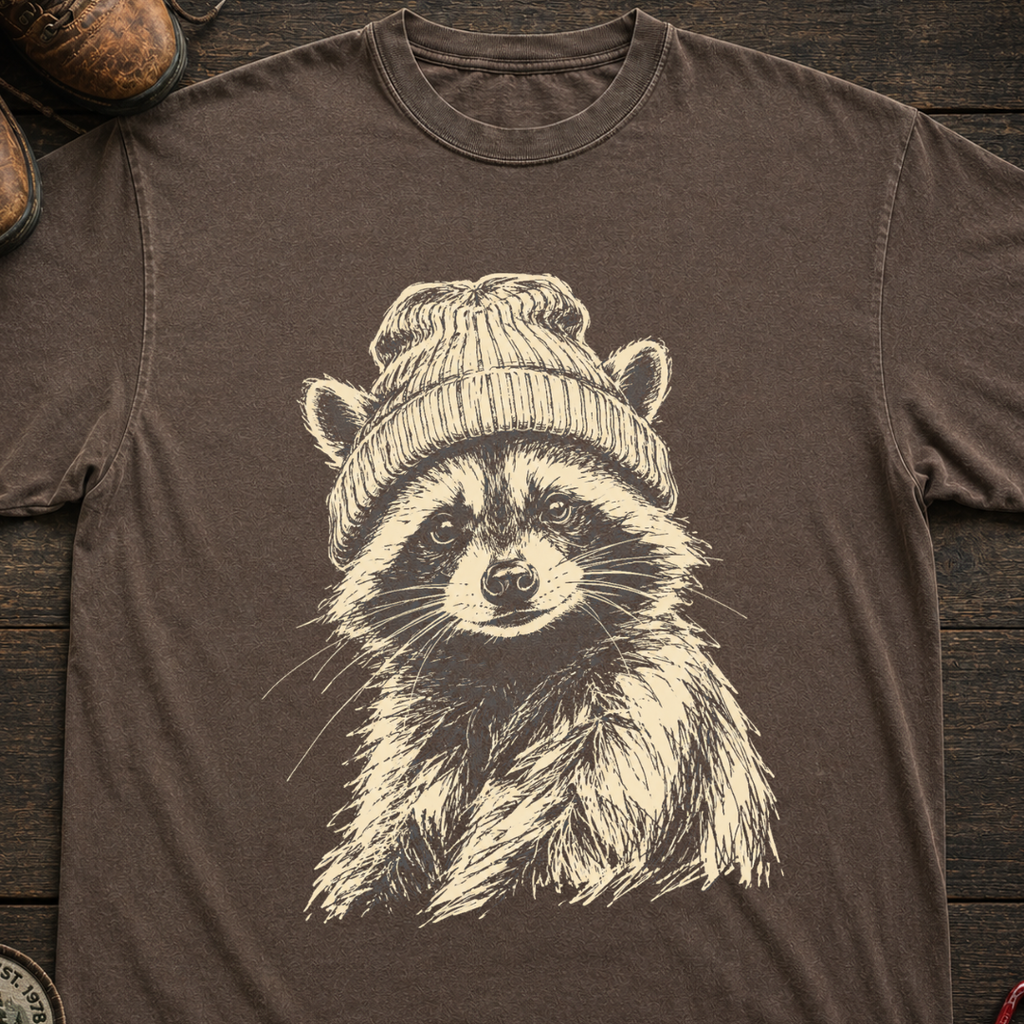 Raccoon with Beanie T-Shirt