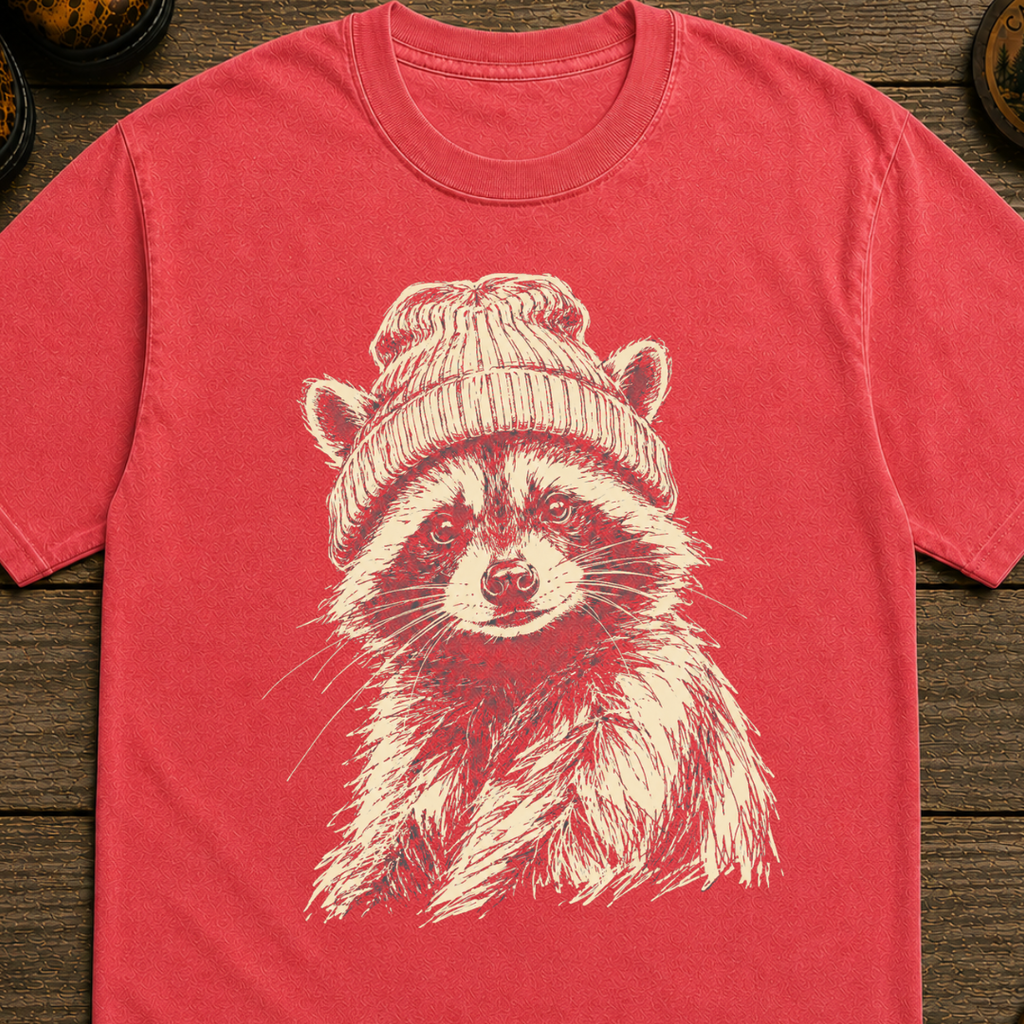 Raccoon with Beanie T-Shirt