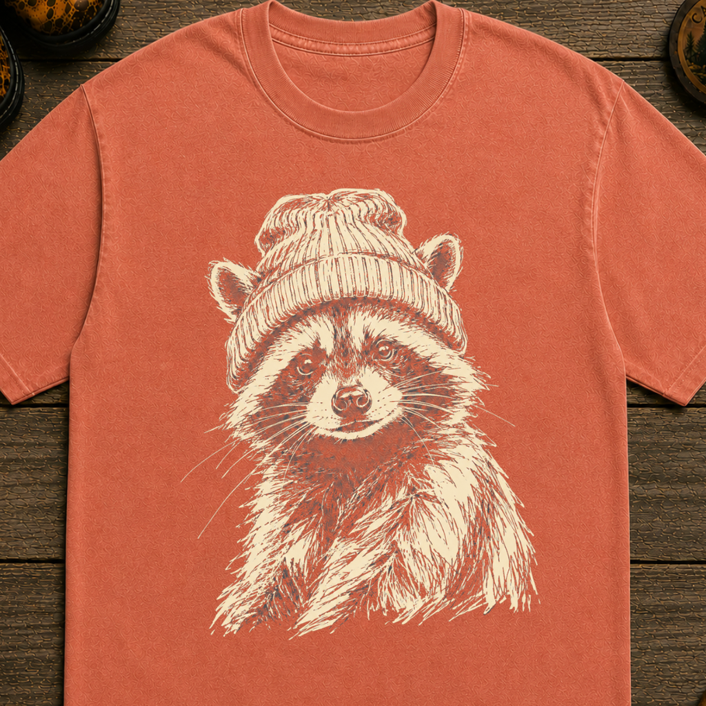 Raccoon with Beanie T-Shirt