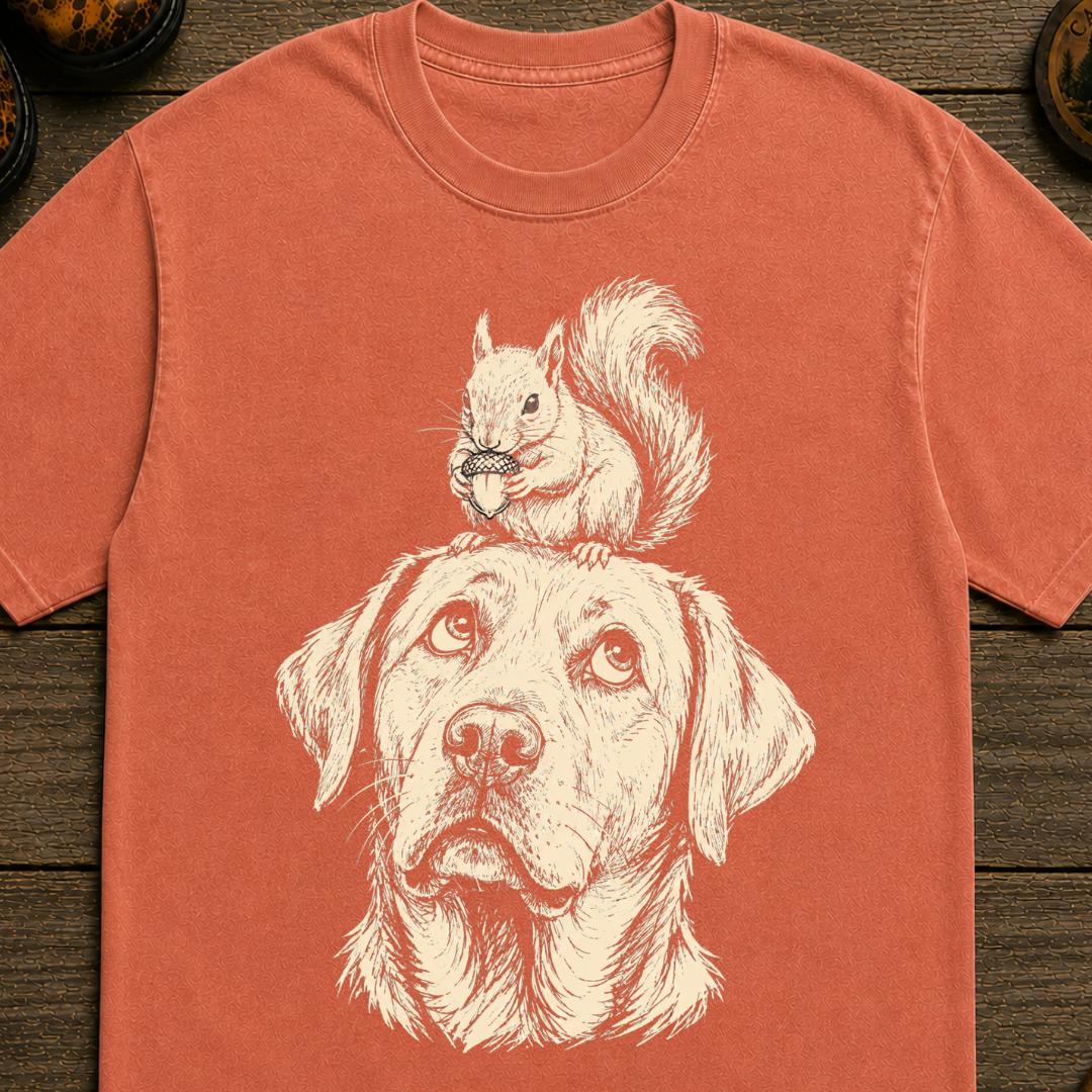 Labrador and Squirrel Sketch T-Shirt