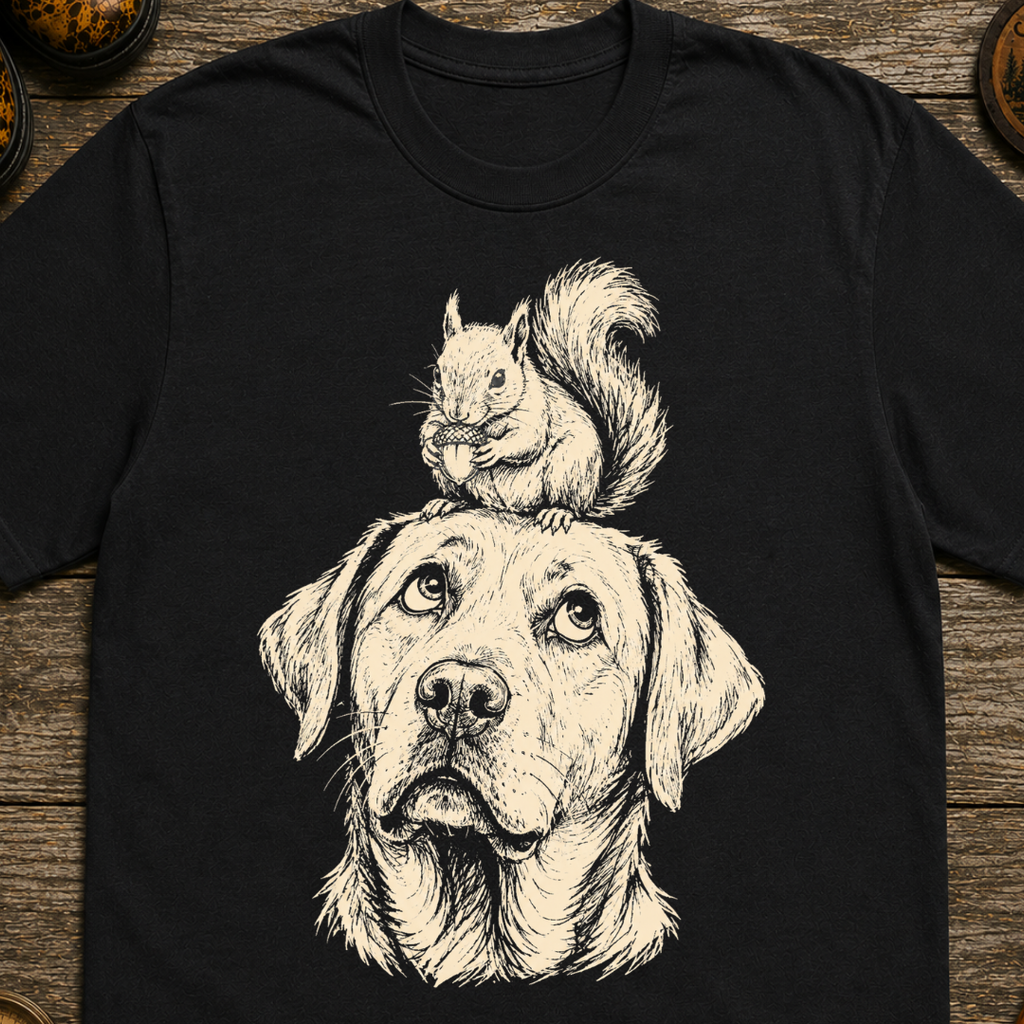 Labrador and Squirrel Sketch T-Shirt