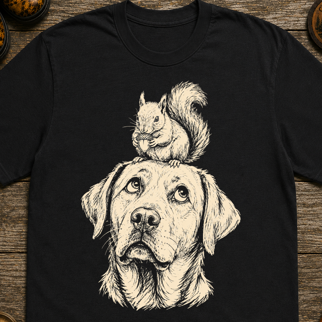 Labrador and Squirrel Sketch T-Shirt
