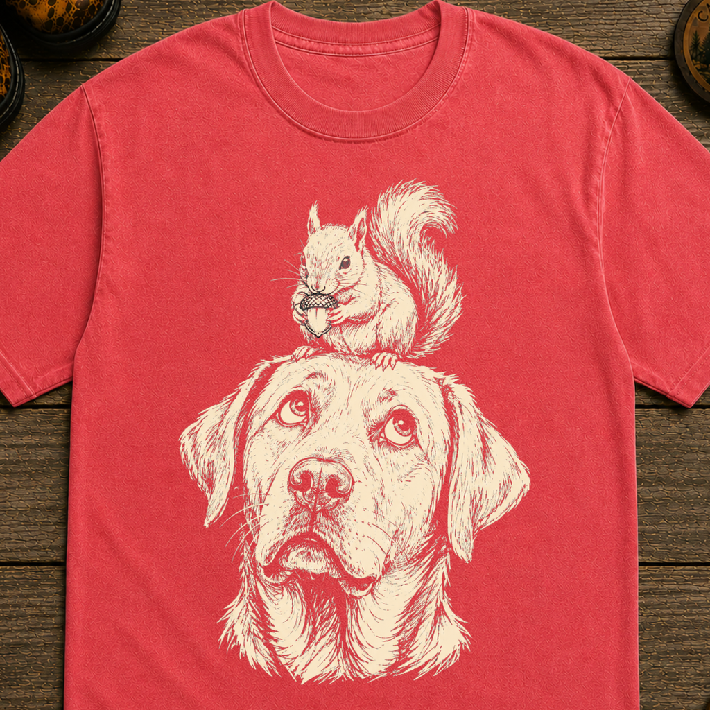 Labrador and Squirrel Sketch T-Shirt