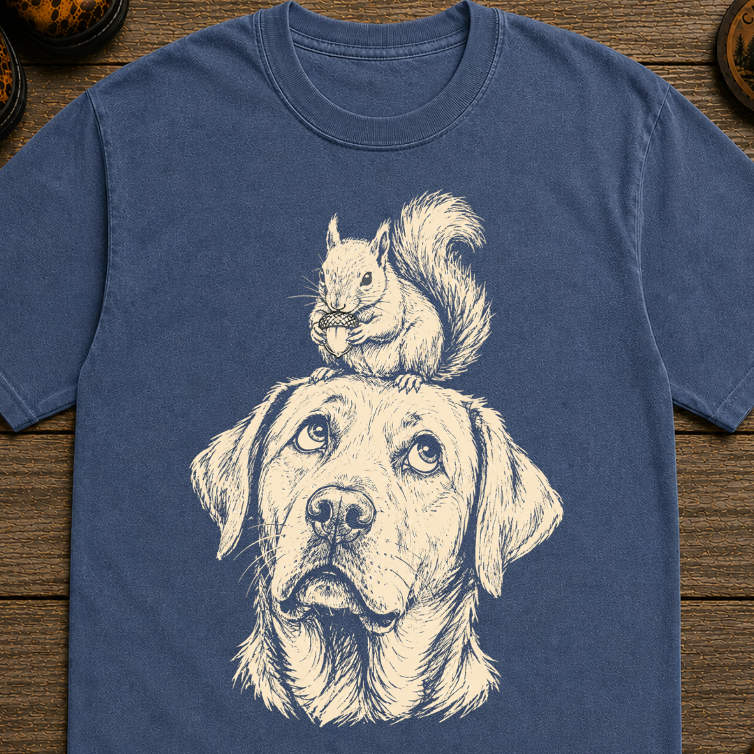 Labrador and Squirrel Sketch T-Shirt