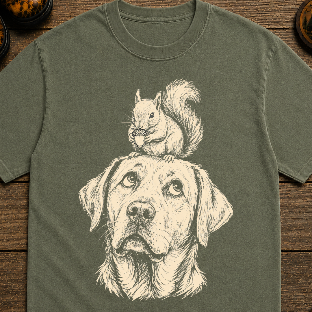 Labrador and Squirrel Sketch T-Shirt