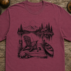 Lakeside Dock Sketch in Black T-Shirt