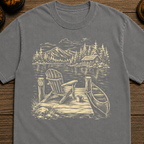 Lakeside Dock Sketch in White T-Shit