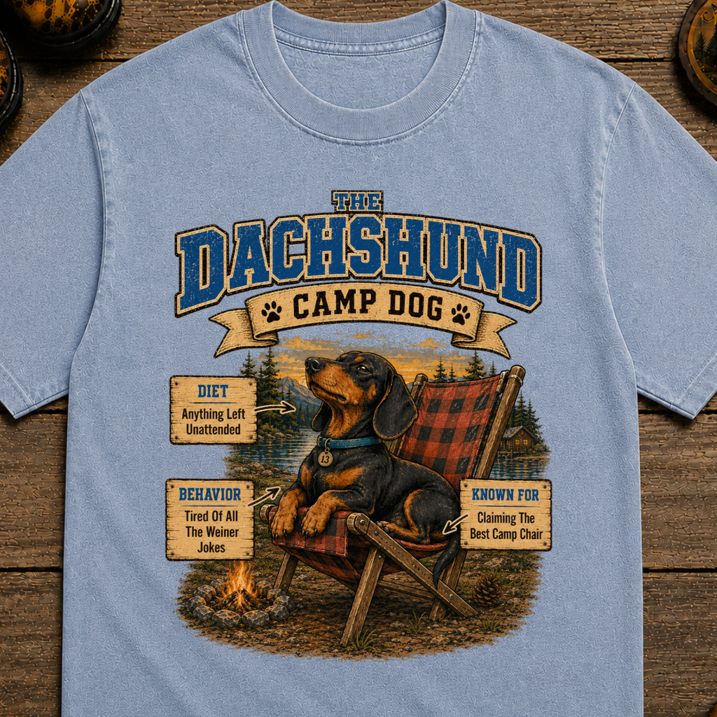 Dachshund Camp Dog - Tired Of All The Weiner Jokes Tee