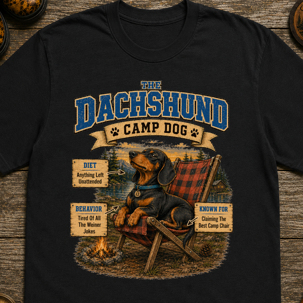 Dachshund Camp Dog - Tired Of All The Weiner Jokes Tee