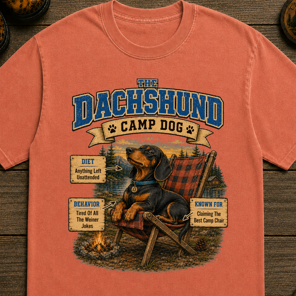 Dachshund Camp Dog - Tired Of All The Weiner Jokes Tee