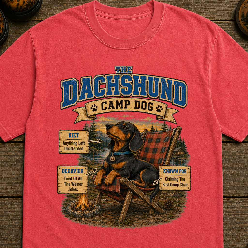Dachshund Camp Dog - Tired Of All The Weiner Jokes Tee