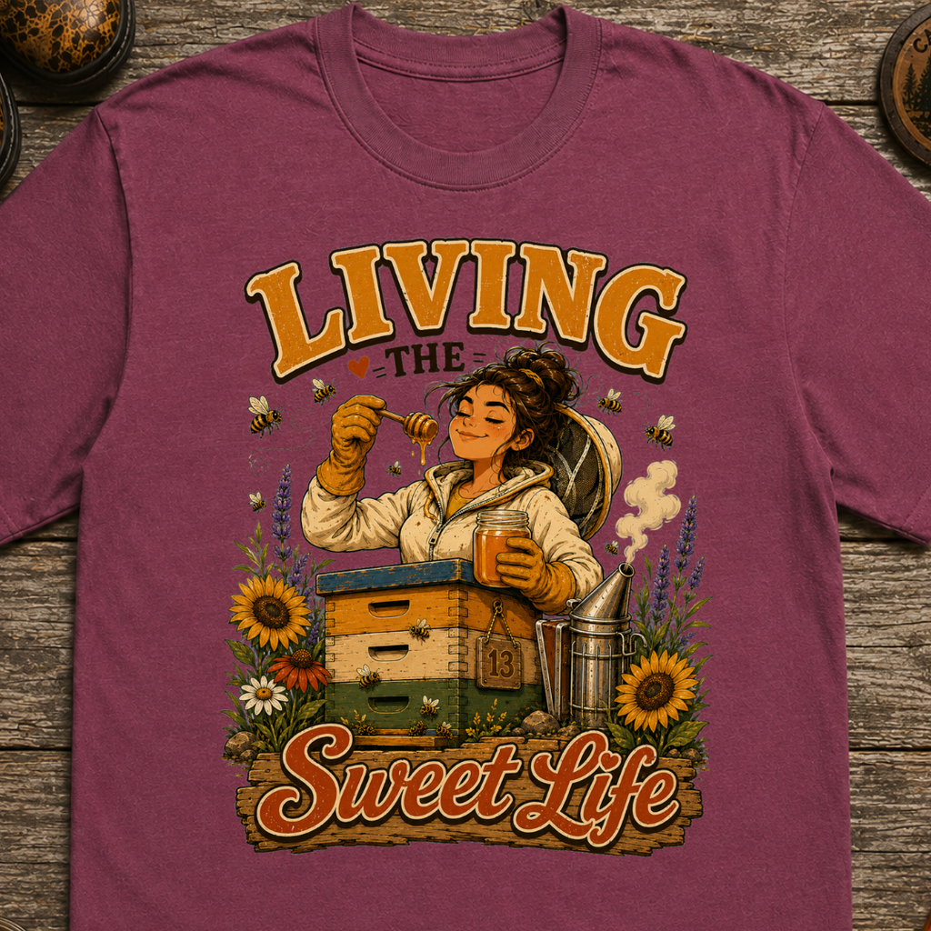 Living the Sweet Life Funny Beekeeping Shirt — Beekeeper Tee