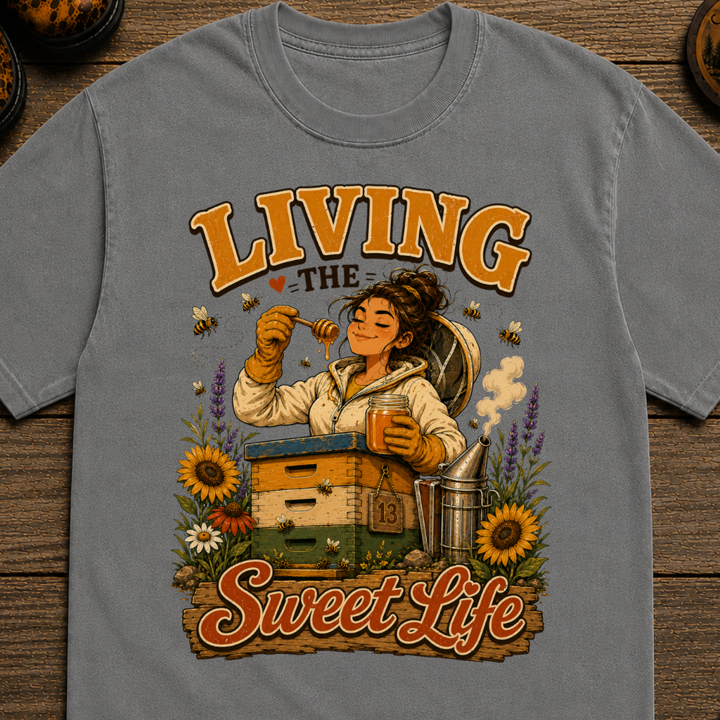 Living the Sweet Life Funny Beekeeping Shirt — Beekeeper Tee