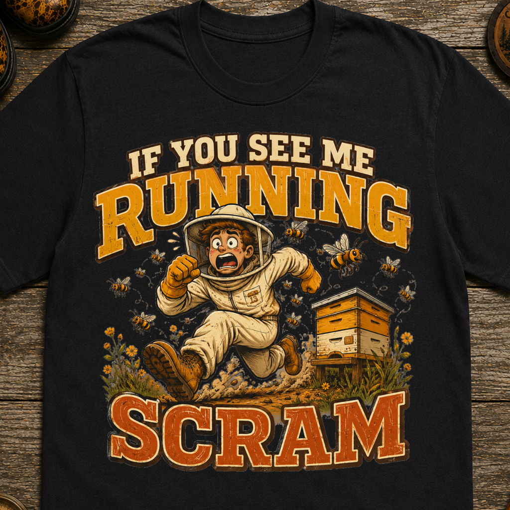 If You See Me Running Scram Funny Beekeeping Shirt