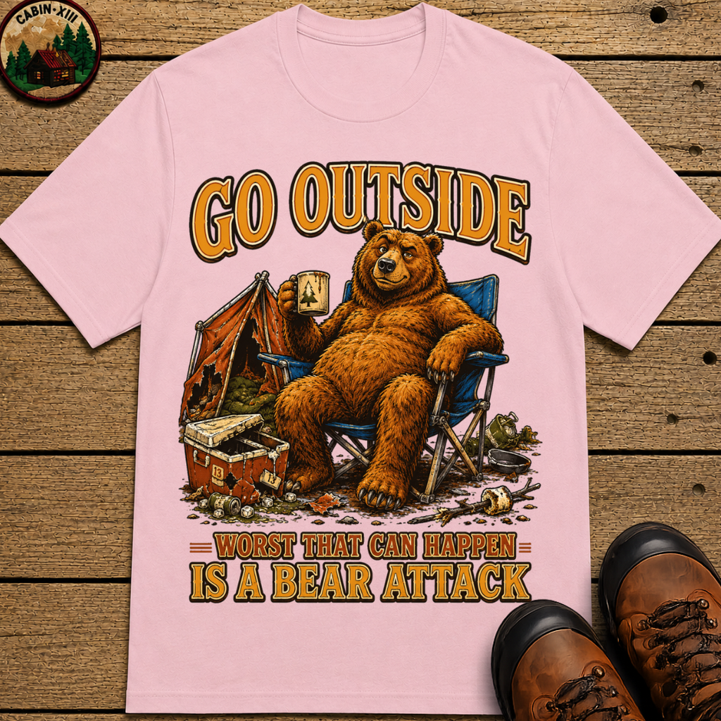 Go Outside Worst That Can Happen Is A Bear Attack Camp Tee