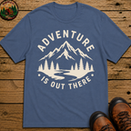 Adventure Is Out There — Vintage Mountain Outdoor Badge Tee