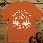 Adventure Is Out There — Vintage Mountain Outdoor Badge Tee