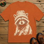 Raccoon in a Beanie — Vintage Sketch Wildlife Outdoor Tee