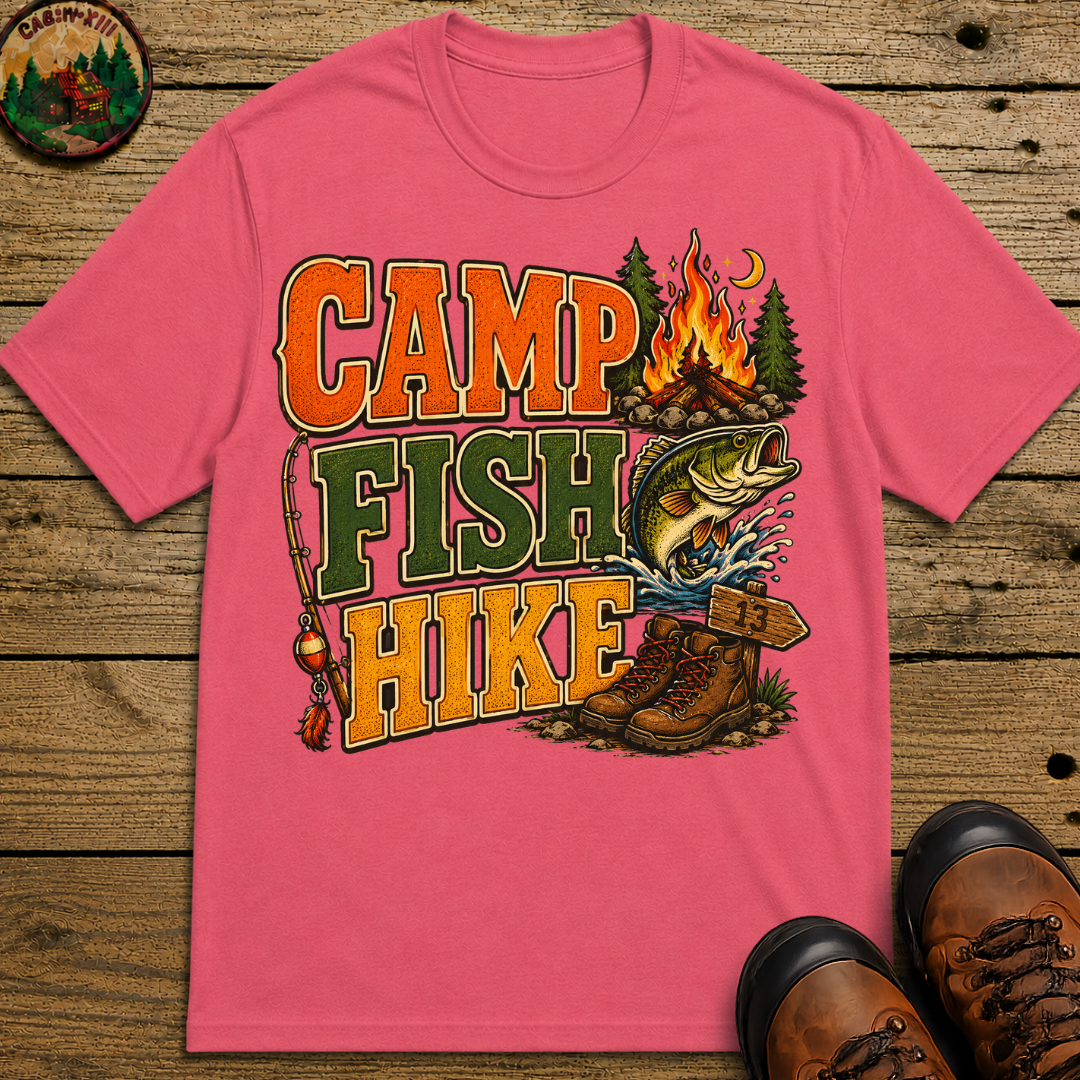 Camp Fish Hike — Vintage Outdoor Camping and Fishing Tee