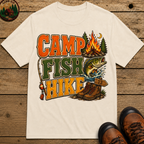 Camp Fish Hike — Vintage Outdoor Camping and Fishing Tee