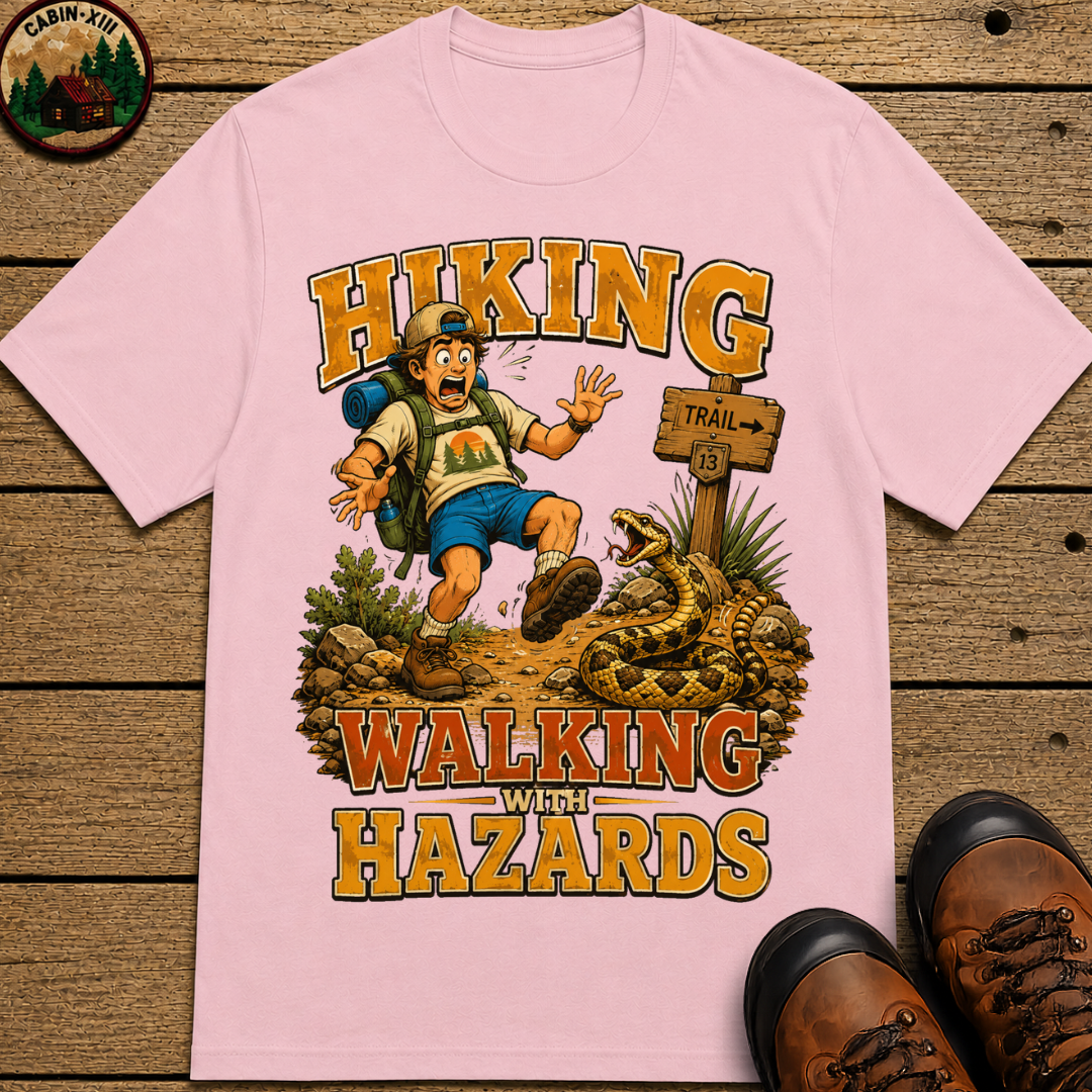 Hiking Walking With Hazards — Funny Rattlesnake Trail Tee