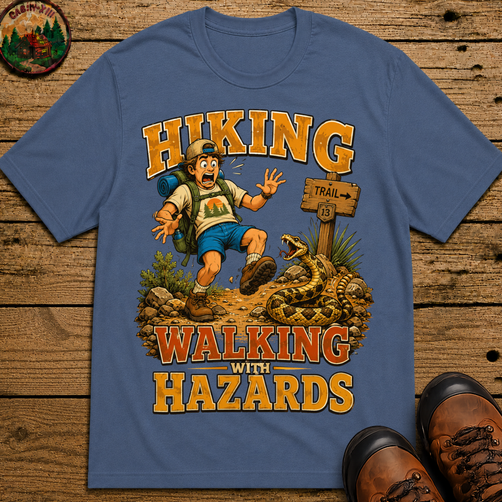 Hiking Walking With Hazards — Funny Rattlesnake Trail Tee