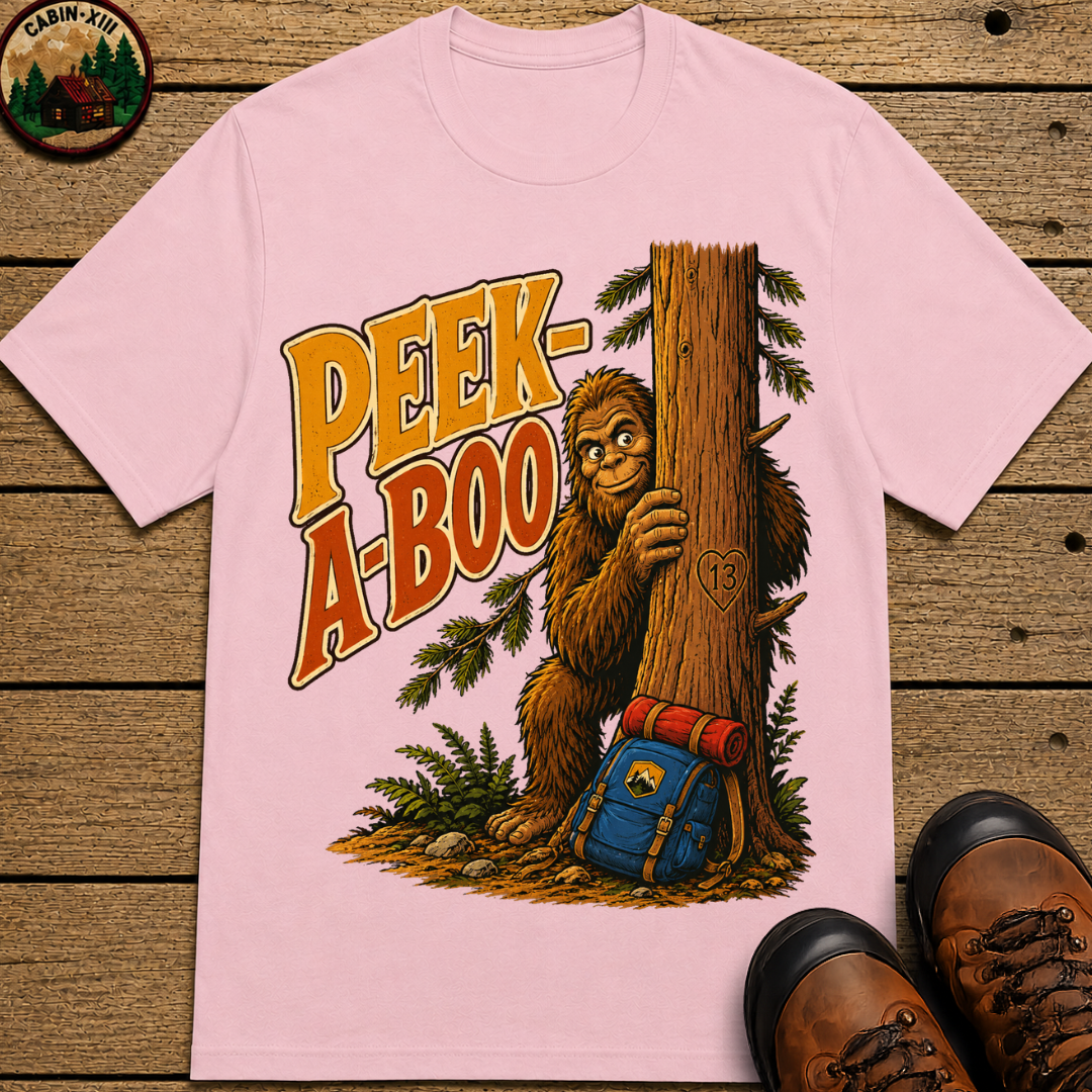 Peek-A-Boo Bigfoot — Funny Sasquatch Hiking Camping Tee
