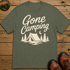 Gone Camping — Vintage Script Outdoor Night Camp Tee