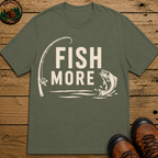 Fish More — Vintage Fishing Rod and Bass Outdoor Tee