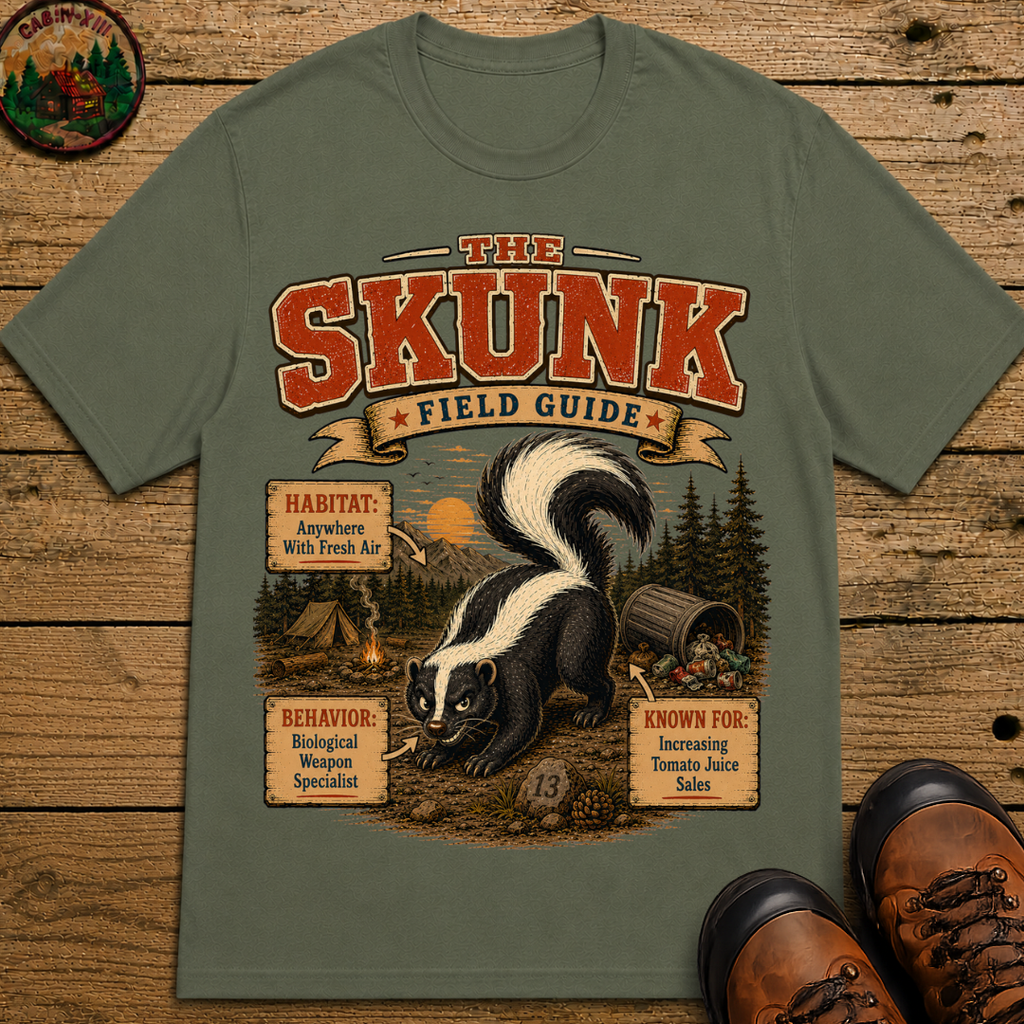 Skunk Field Guide - Biological Weapon Specialist Camping Tee