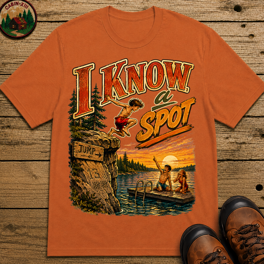I Know a Spot — Vintage Lake Jumping Summer Camping Tee