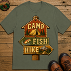 Camp Fish Hike — Vintage Trailhead Sign Outdoor Tee