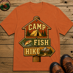 Camp Fish Hike — Vintage Trailhead Sign Outdoor Tee