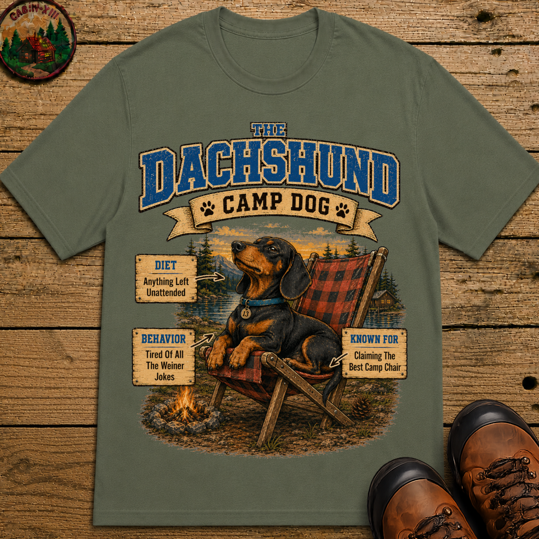 Dachshund Camp Dog - Tired Of All The Weiner Jokes Tee